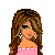 Pixel art contact sheet showing two frames of a female character with long brown hair wearing pink and blue clothing, accompanied by text reading "The Perfect Girl" in light pink font.