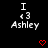 Pixelated text and red symbols on black background with gray rectangle at bottom right, showing animation changes in heart and arrow shapes.