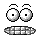 Pixel art face with multiple expressions showing eyes, mouths, and eyebrows in black-and-white animation frames.