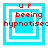 Four blue square frames with white borders display red text reading 'UR beeing hypnotise' in pixelated font, each frame showing a different nested square configuration.