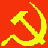 Static 48x48 pixel icon featuring a yellow hammer and sickle symbol on solid red background with visible dithering and blocky rendering artifacts.