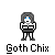 Pixel art icons display a goth-themed character with multiple poses and expressions above repeated mouth-shaped objects on a gray background.