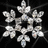 A static pixelated snowflake with six symmetrical arms on a black background, rendered in shades of white and gray.