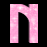 Two side-by-side animated frames of a pink pixelated letter N with sparkles on black background