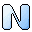 Pixelated light blue 'N' characters with black outlines arranged in a on a gray background, showing subtle variations in gradient and pixel alignment across four views