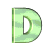A contact sheet of 11 animated frames showing a green 3D letter D in various orientations and perspectives against a gray background.