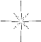 Six star-shaped pixel art icons with white centers and radiating arms in varying color schemes on a gray background.
