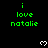 Green text 'i love natalie' repeated across a black background with white pixel hearts, partially cropped at bottom right.