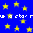 Blue background with yellow stars and repeated white text reading 'ur a star m' in pixelated font.