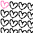 black and white heart-shaped icons with scattered pink hearts, animated to cycle through a sequence where some pink hearts appear or disappear