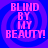Four identical pixelated text arranged in a on a blue-purple gradient background with concentric circles