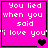 Four pink square with white pixelated text reading "You lied when you said 'i love you'" and varying heart symbols at bottom right