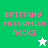 Pixelated text "BRITTANY MCCORMICK ROCKS" in pink on green, white, and light green backgrounds with a small star icon.