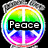 A single animated icon displays a rainbow peace symbol with changing text overlays and a smiley face.