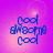 Blue pixelated text 'Cool' and 'shroomy' on a purple gradient background with four distinct frames showing slight variations in letter positioning.