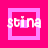 Four pink and white square frames with 'stina' text, each showing different layered border configurations on a solid background.