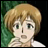 Pixelated anime-style character with short blonde hair and green eyes, hand near mouth, against dark background with text "Anime IM" and "com".