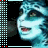 Animated sequence of a stylized blue-toned face with red lips and patterned skin, set against a black background with lines
