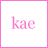 Two side-by-side animated frames of a pink text-based buddy icon with a heart symbol appearing in the second frame.