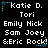 Pixelated text with names and symbols on black background, featuring blue star and dot animations