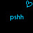 Blue pixelated heart symbol above two identical blue 'pssh' text elements on a black background.