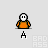 Pixel art character in orange shirt with white face and black outline, shown in multiple poses including raised hand, speech bubble, and falling motion.