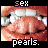 pixelated mouth images with text overlays showing variations in 'sex' and 'pearls.' text