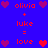 Blue background with red pixelated text and hearts; two identical show 'olivia + luke = love' with heart symbols changing between frames