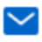 Blue rectangular icon with a white V-shaped symbol centered on a solid blue background, bordered by a light gray frame.