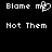 Pixelated text and a heart symbol on black background, with two identical static frames showing 'Blame me Not Them' in white block letters.