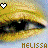 Pixelated close-up of a character's eyes with yellow hair, white heart symbol in top-left corner, and brown text reading 'MELISSA' at bottom.