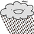 A four- of pixelated cloud icons with rain, each containing black text on white background