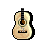 Pixelated acoustic guitar icon with light brown body, black outline, and dark fretboard against gray background.