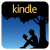 Pixelated icon shows 'kindle' text above a blue gradient sky with two silhouetted figures under a tree.