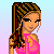 Animated contact sheet showing a cartoon girl character with braided hair and pink top, transitioning through text overlays of 'love' in blue letters with heart symbols on light purple background.