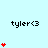 Light blue background with repeated 'tyler<3' text and red heart icons in varying quantities per