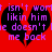 Red background with two black heart shapes containing purple text reading 'it isn't worth likin him he doesn't me back' in pixelated font.