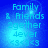 Blue background with light blue text reading "Family & Friends 2gether 4ever <3<3<3" in four identical arranged in a
