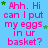 A static image with a light blue background displays repeated pink text reading "Ah. Hi can I put my eggs in ur basket?" surrounded by small green stars.