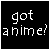 Black background with white text 'got a nime?' in pixelated font, transitioning through motion blur and distortion effects