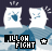 Pixelated icon with blue and white pillow-like shapes, repeated text 'PILLOH FIGHT' below each shape, and a small star symbol.