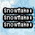 Three identical horizontal black bars with white pixelated text reading 'SnowMaki' on a light blue pixelated background.