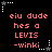Pixelated red text on black background with white star corner markers, repeating 'ei u dude hes a LEVIS -winki' in two across six identical