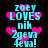 Pixelated cyan text 'zoey LOVES nik 2geva 4eva!' surrounded by pink hearts on a black background, with visible animation changes between frames.