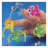 A hand with pink-painted fingernails holds yellow and green finger puppets against a blue background, with text appearing sequentially.