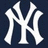 White stylized 'NY' logo on dark blue background, pixelated rendering with sharp edges and no additional elements.
