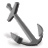 Gray pixelated anchor icon with dark shading on the shank and flukes, set against a white background.