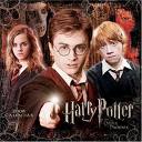 Static image of three characters from Harry Potter holding wands with visible text "Harry Potter" at the bottom right, set against a dark background with faint magical elements.