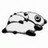 Pixelated grayscale image of a panda lying on its side with black and white patches, positioned next to a black background with white text reading 'AnimeIM' and 'COM' in stylized fonts.