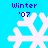 Four pixelated snowflake icons with 'Winter' and '07' text on a cyan background, each showing distinct white snowflake variations.